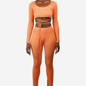 Orange 2 piece knit set